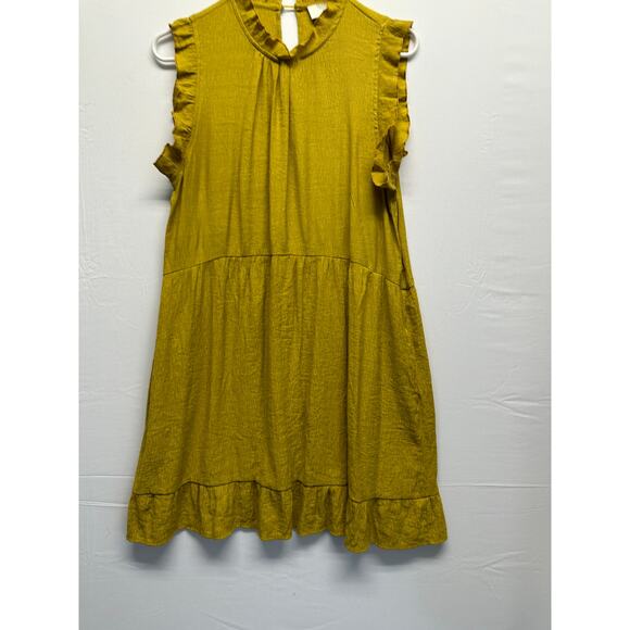 Pinch Mustard Yellow Flutter Sleeve Babydoll Dress Size M - Picture 1 of 12